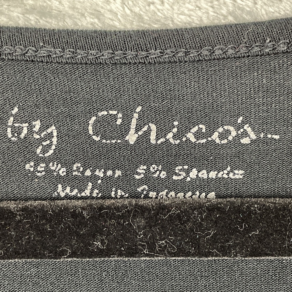 Chicos Top XL Black T Shirt Blouse Casual Beachy Coastal Stretch Minimalist - Picture 3 of 8